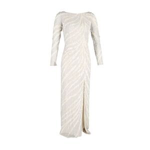 Jenny Packham Long Sleeve Gown in Cream Sequined Polyester